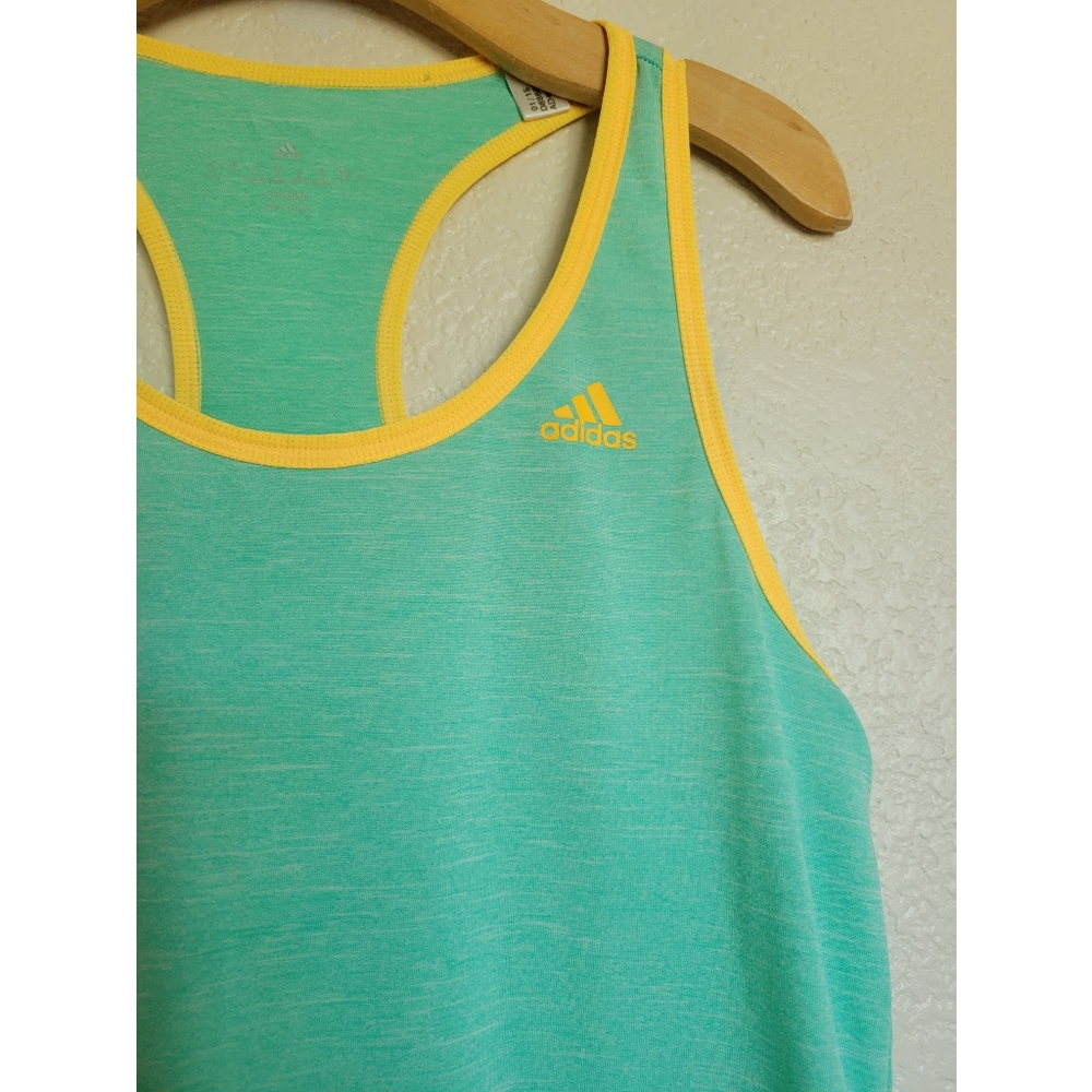 Womens Adidas tank top size small green/blue color with yellow - Picture 3 of 4